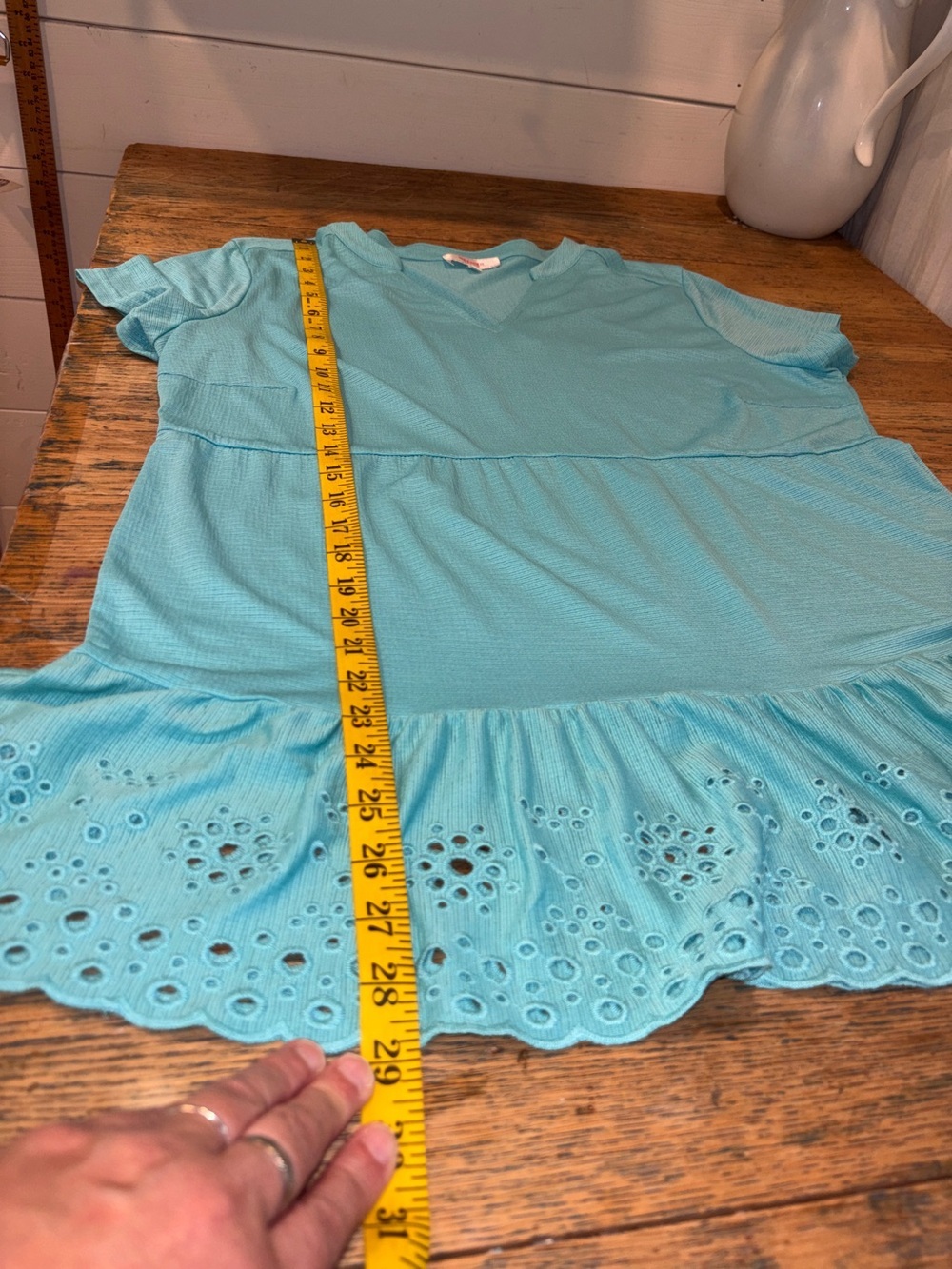 Grenier Textured Peplum Top – Turquoise – XL - Picture 9 of 9